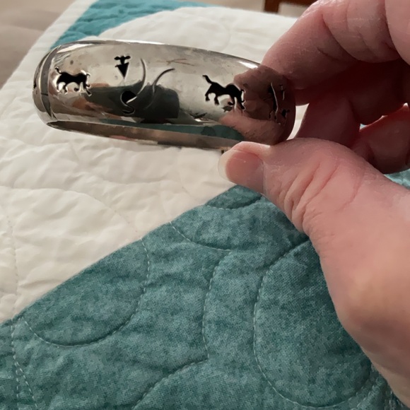 Vintage Sterling Silver 925 Hinged Bangle Bracelet - Picture 5 of 12